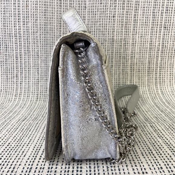 My Flat In London Mini Bag Y2K Glam Silver Top Handle Crossbody Rhinestone Bow - Picture 12 of 16